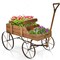 Costway Garden Plant Planter Wooden Wagon Planter W/ Wheel Garden Yard